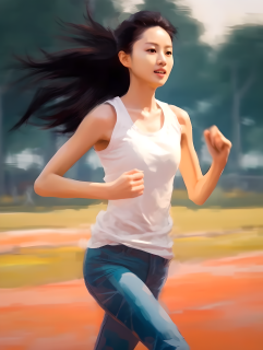 中国女子在跑道上奔跑的摄影图片