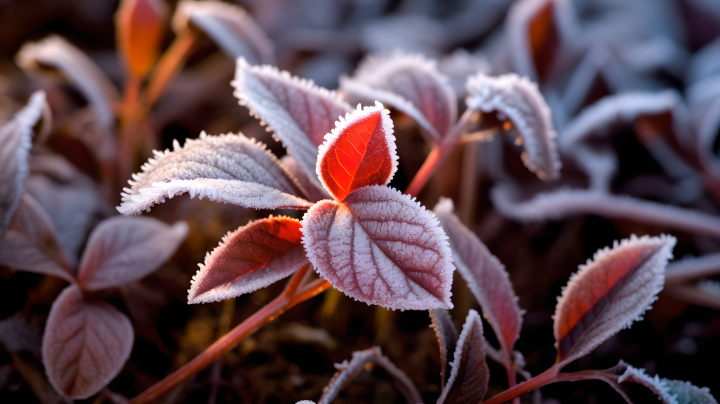 寒冷中的秋叶美丽景色摄影版权图片下载