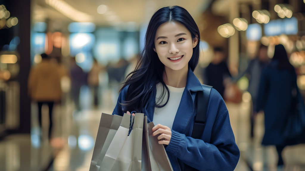 年轻人在购物中心的摄影图片