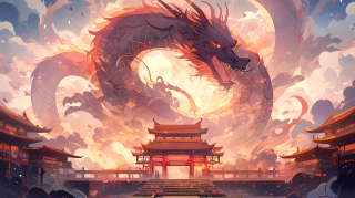 中国龙翱翔摄影图片