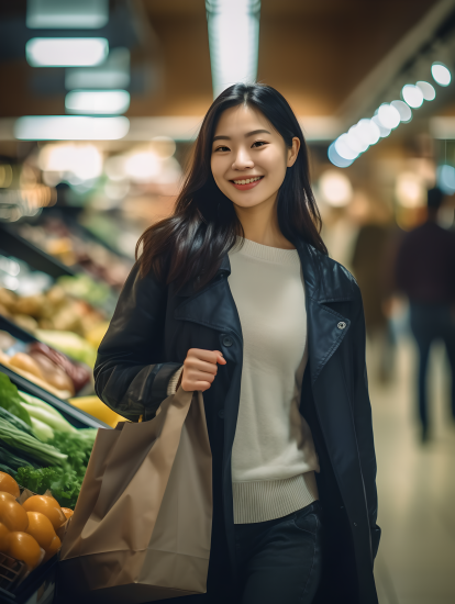 时尚青年超市购物摄影图片