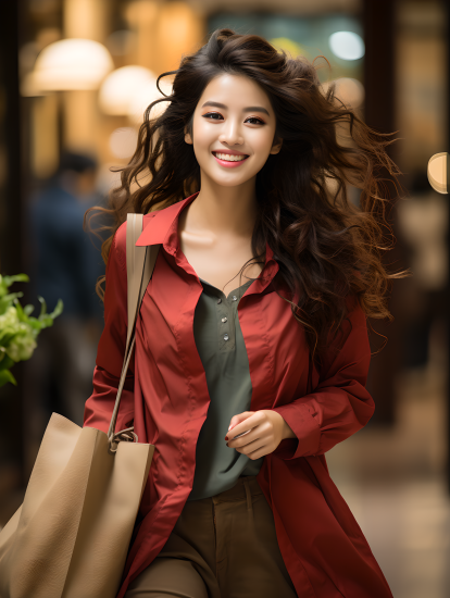 时尚年轻人在购物中心行走摄影图