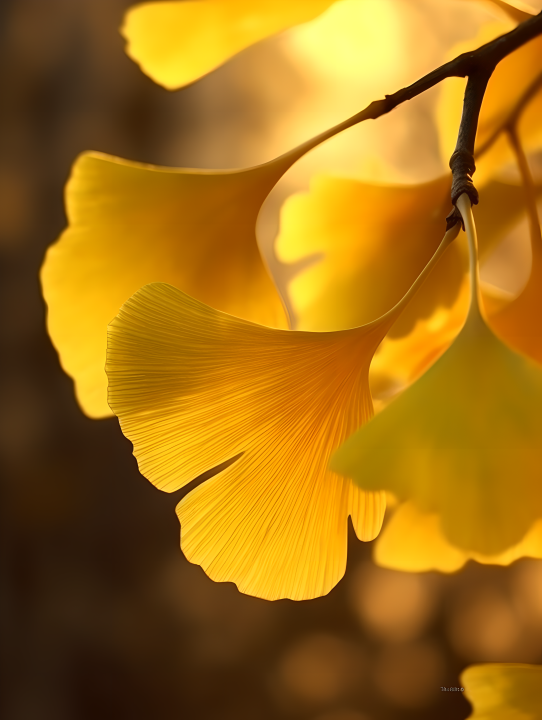 秋天落日，叶子，低饱和度黄色，自然光线，简洁构图版权图片下载