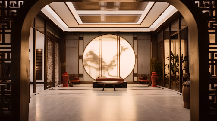 中国传统风格室内装饰效果摄影版权图片下载