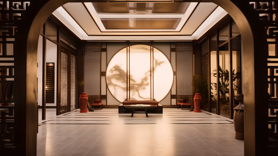 中国传统风格室内装饰效果摄影图片