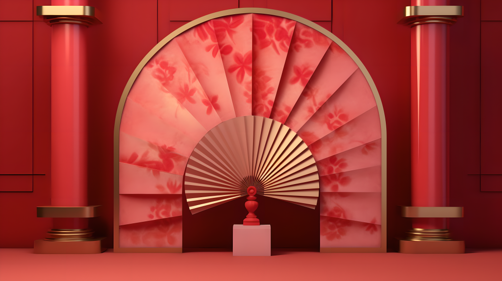 中国风极简洁净背景扇子摄影图片