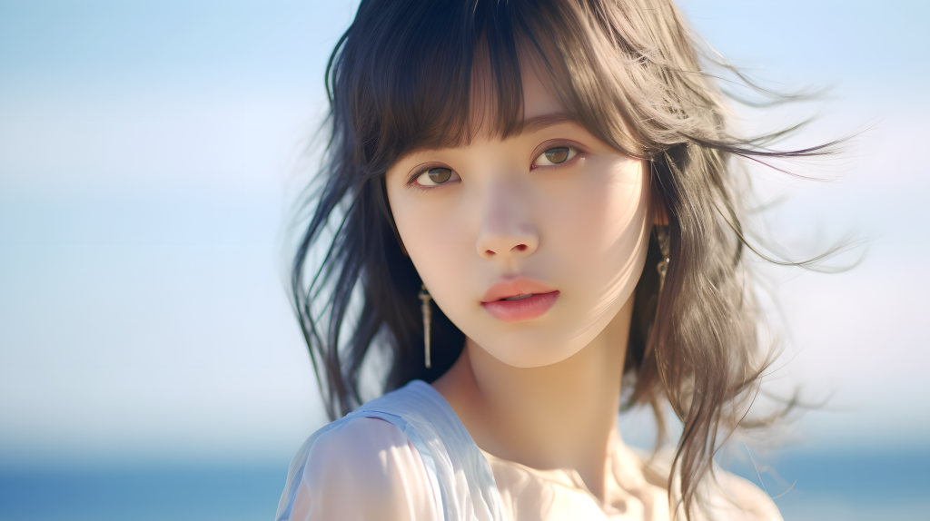 甜美女模特展示珠宝的近景摄影图