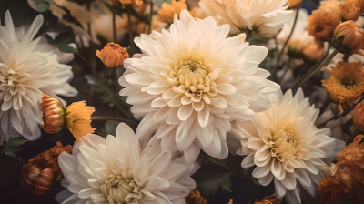 秋日花朵低饱和度的摄影图
