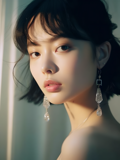 日本时尚海报女模特佩戴珠宝摄影图