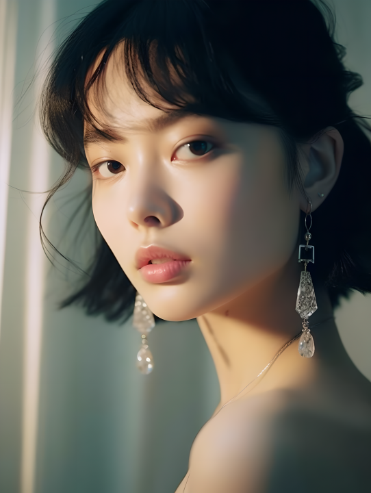 日本时尚海报女模特佩戴珠宝摄影图版权图片下载