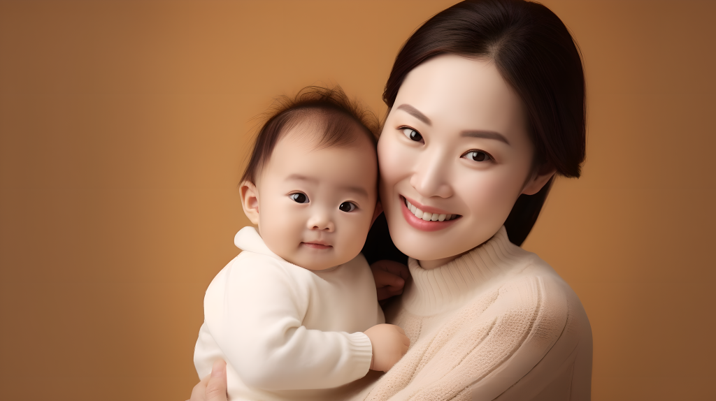 温馨宝宝与美丽母亲的实景摄影图版权图片下载