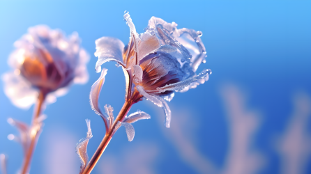 霜降在花上的摄影图片