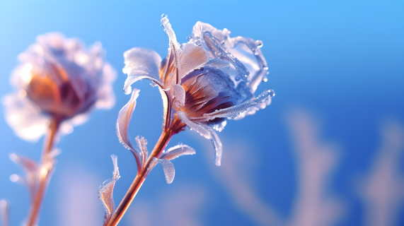 霜降在花上的摄影图片