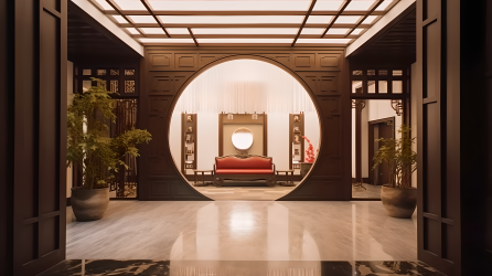 中国风木质清新室内装饰效果摄影图