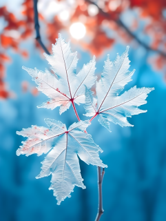 树叶上的霜高清摄影图