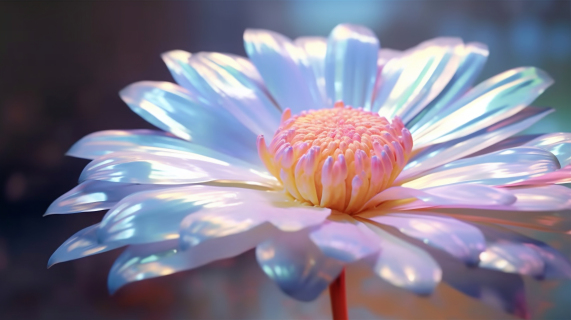粉蓝绿色的梦幻花朵摄影图