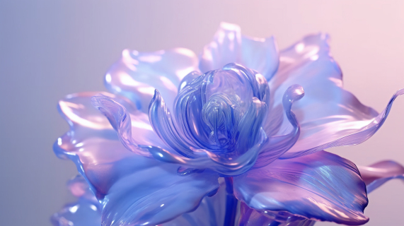 蓝紫花在浅蓝背景中的摄影图片