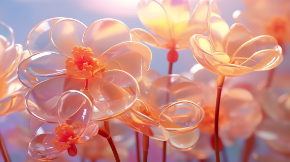 橙色花朵的浪漫背景摄影图片