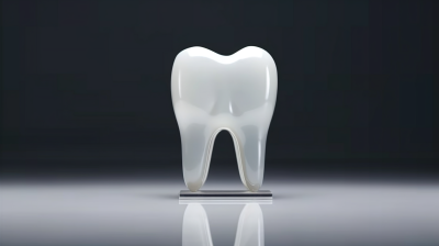 玻璃材质极简纯净风格的牙模型摄影图