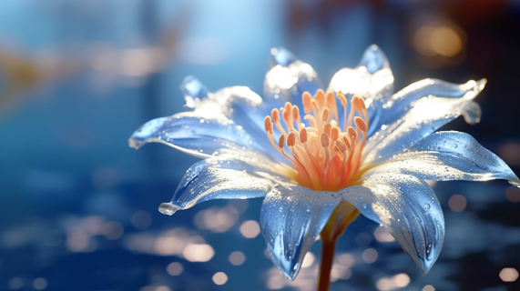 梦幻银蓝花朵摄影图