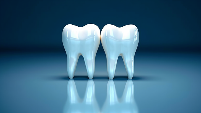 蓝白色环保牙齿模型摄影图