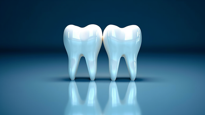 蓝白色环保牙齿模型摄影图版权图片下载