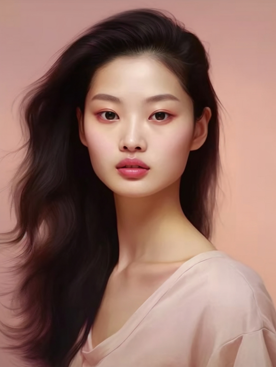 粉红色轻铜色调的亚洲美女摄影图版权图片下载