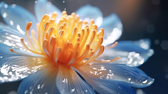 橙蓝花液体光感摄影图