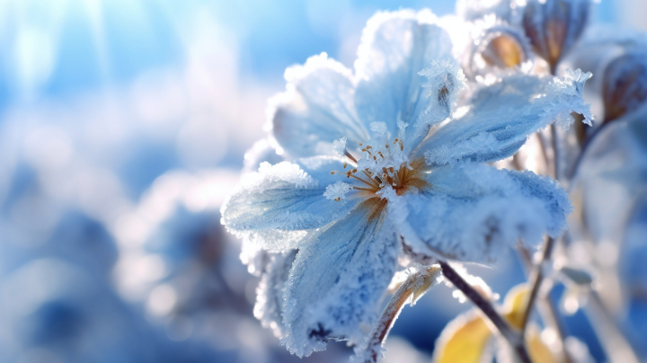 花朵上结霜的摄影版权图片下载