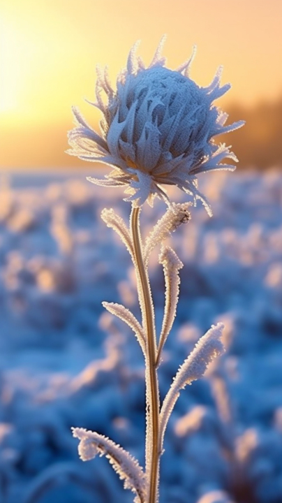 大草原上的植物结霜摄影版权图片下载