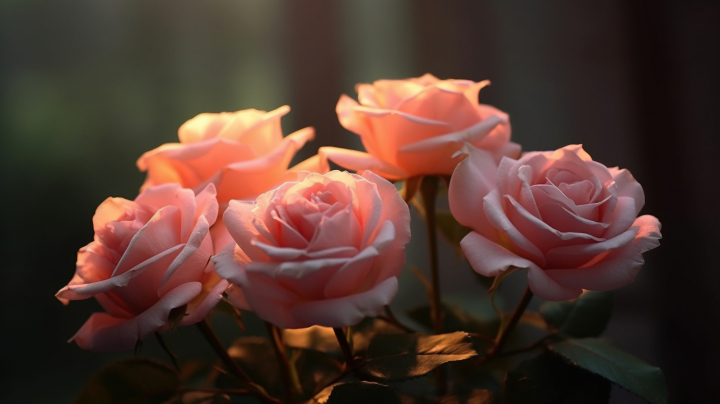 一大束粉色玫瑰花高清摄影版权图片下载