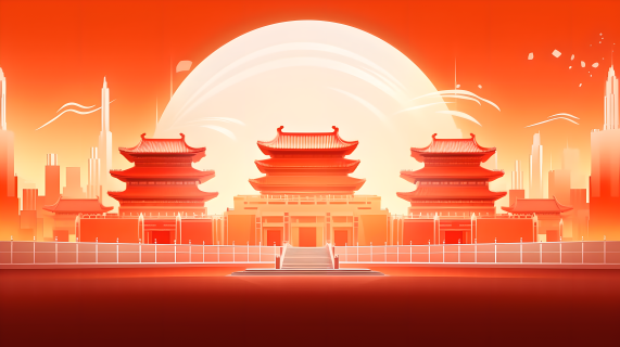 北京古城红色背景光影摄影图片
