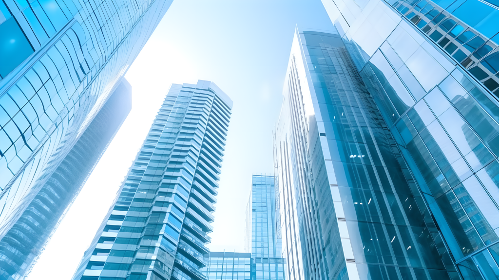 玻璃高楼建筑的仰视摄影图版权图片下载