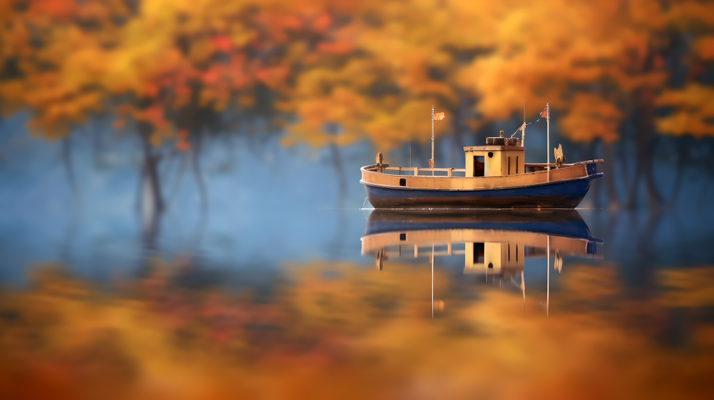 秋色丛林中的两艘船摄影版权图片下载