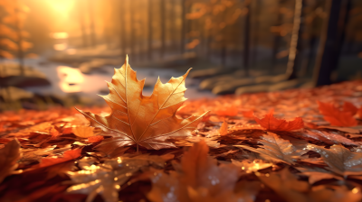 鲜艳的红色枫叶迷人的秋季摄影图