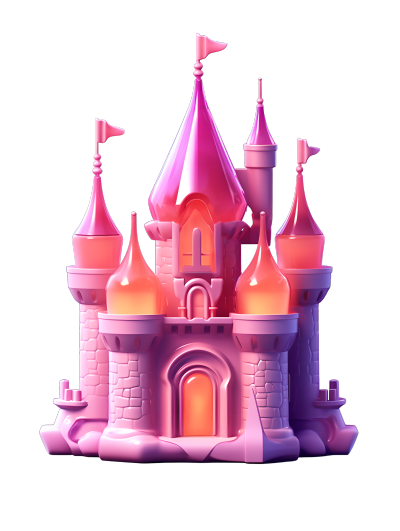 3D卡通万圣节粉色城堡创意素材