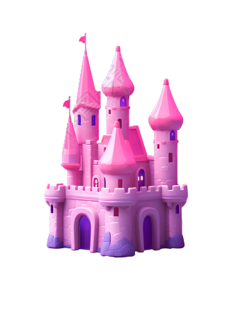 卡通万圣节粉色城堡商业设计素材