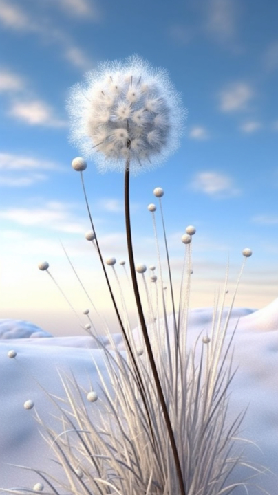 柔和浪漫的白蓝色雪景摄影图版权图片下载