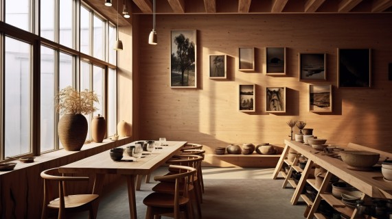 北欧风格餐厅设计摄影图
