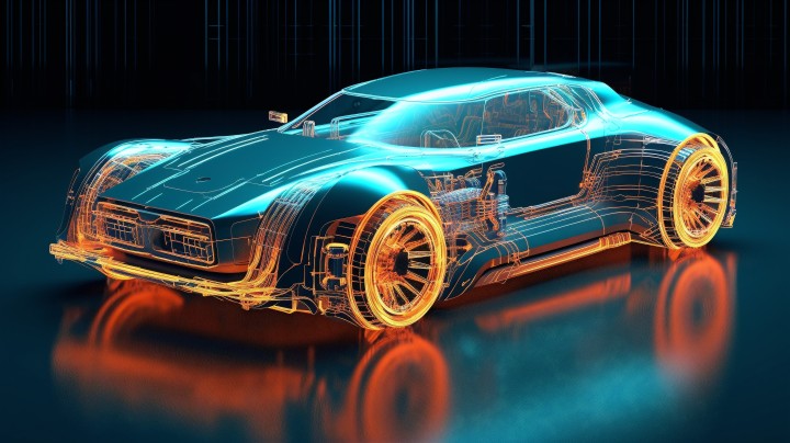 未来科幻电动车X射线摄影版权图片下载