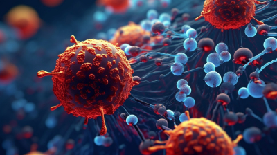 细胞结构病毒和细胞壁的3D渲染摄影图