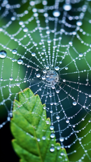 水珠缀满的蜘蛛网摄影图