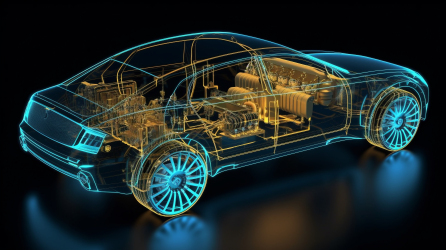 新能源电动车内部结构图摄影图