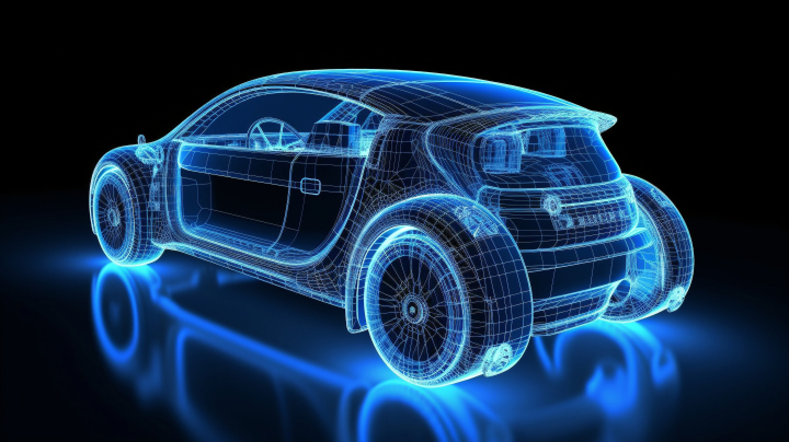 C4D电动汽车X光结构图摄影版权图片下载