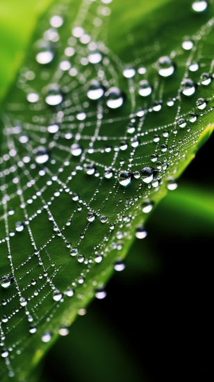露珠织就的蜘蛛网摄影图