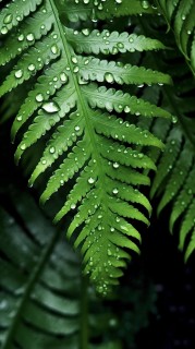 雨滴洗净的蕨叶摄影图
