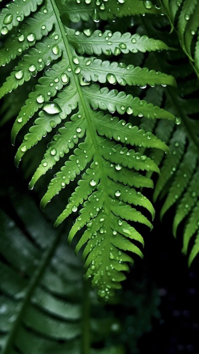 雨滴洗净的蕨叶摄影图版权图片下载