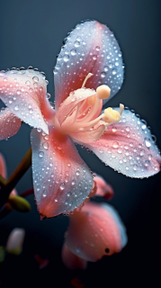 盛开的露珠湿润的花朵