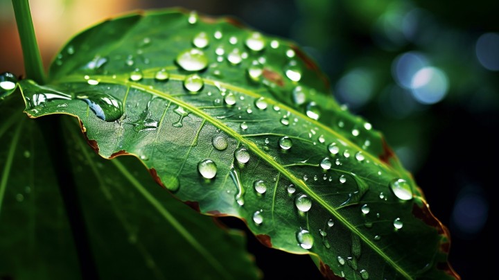 雨点洒在马拉纳奥艺术风格的树叶上摄影图版权图片下载