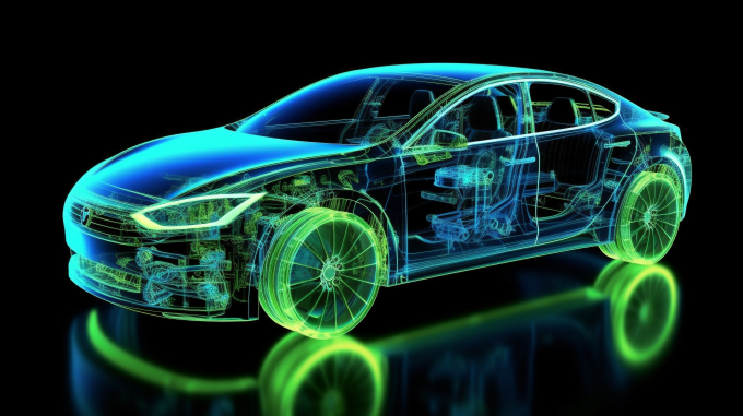 全息投影电动车透视高清细节摄影图片